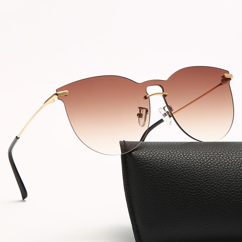 

Sunglasses Fashion Rimless Design Women Oversized Metal Sun Glasses UV400 Shades Eyewear