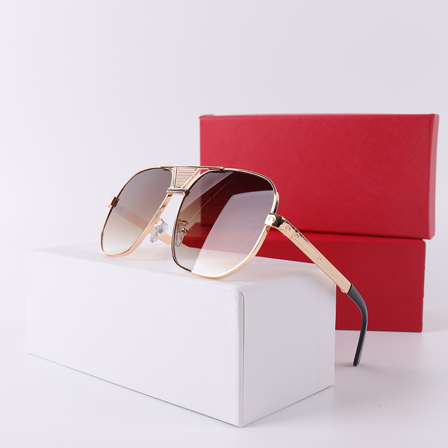 Beachwear Lunettes de soleil Mode Lunettes Rectangle Cadre Métal Cadre Designer pour Homme Femme Casual 7 Couleur Top Qualité