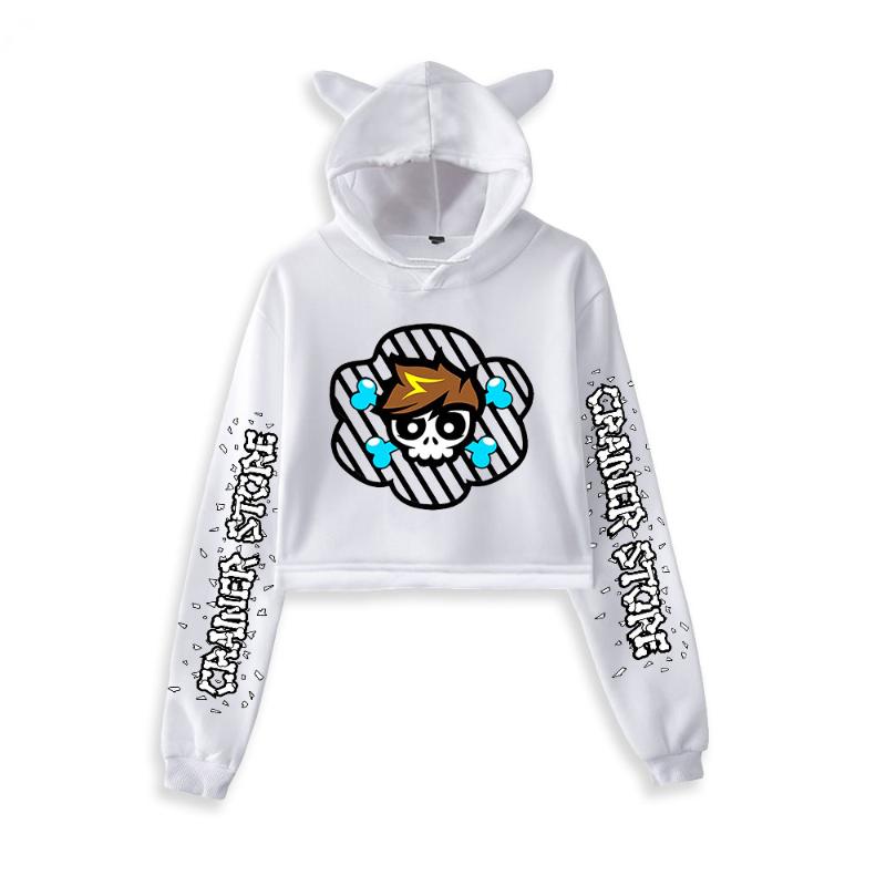

Women's Hoodies & Sweatshirts Anime Crainer Cat Ear Women Long Sleeve Hooded Crop Casual Streetwear Clothes Kawaii Y2K Girl Tops, Black