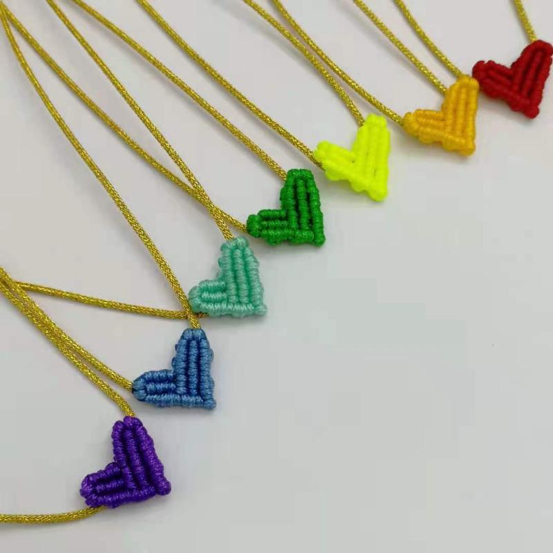 

Bangle Bohemia Heart Shaped Love Lucky Rainbow Simple Handmade Knots Rope Braided Charm Bracelet Women Men Couple Sister Gift