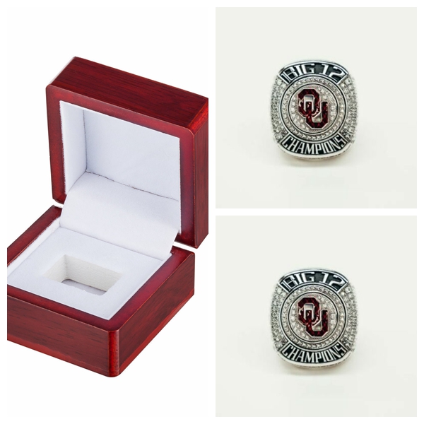 

2020 Oklahoma Sooners Big 12 Championship Ring With Wooden Display Box Souvenir Fan Men Gift Wholesale