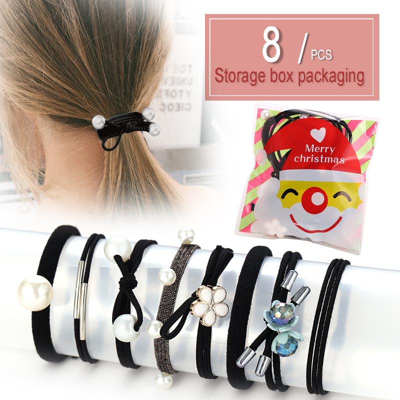 

Rubber band hairband 8 pack small fresh black headband creative simple tie hair ponytail spring