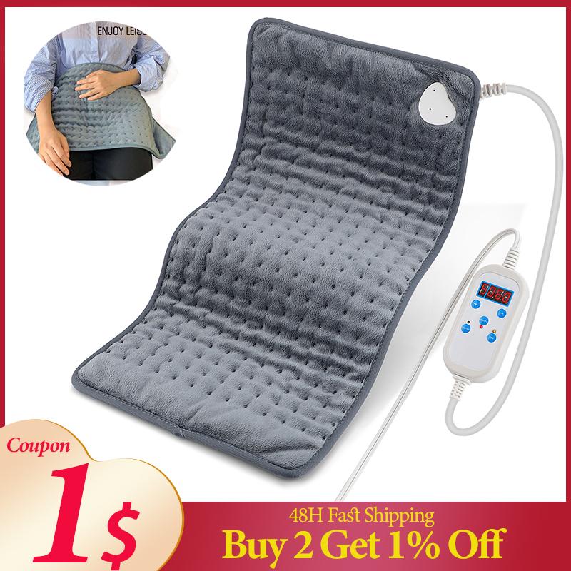 

Carpets Microplush Electric Heating Pad 30*60CM 220V-240V 75W EU Plug 4 Level Timer For Abdomen Waist Back Pain Relief Winter Warmer, Grey