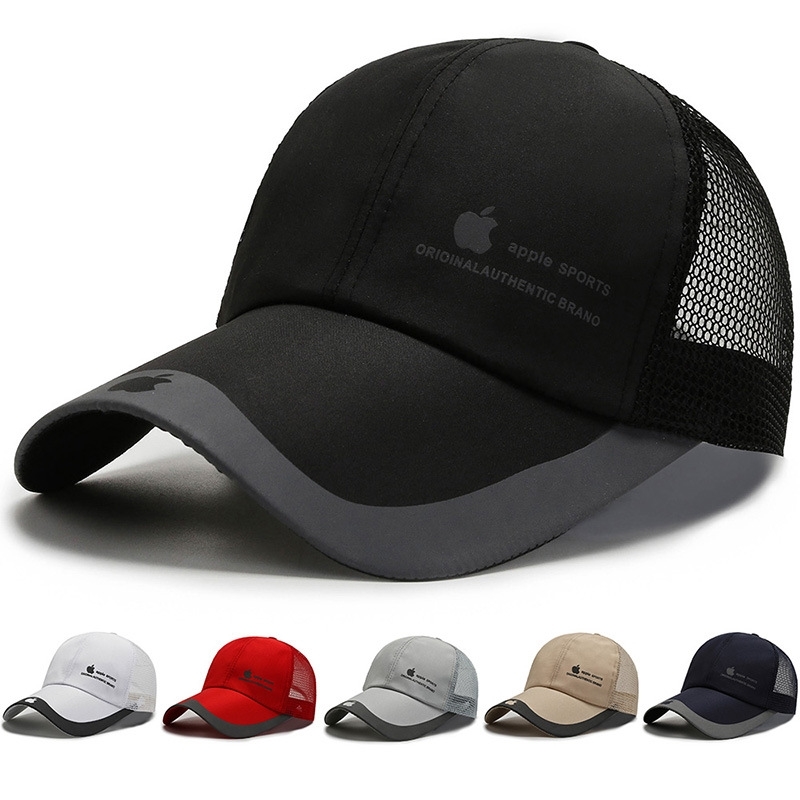 

hat women's summer Men's sunscreen and baseball cap small apple print run NET leisure fashion Sun hat, Red