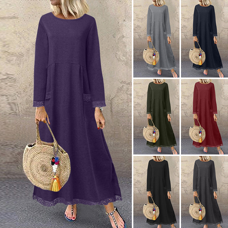 

2021plus size zanzea autumn turtleneck sweatshirts dress women long sleeve pacthwork plush fluffy long sundress vestidos female 7, Black;gray