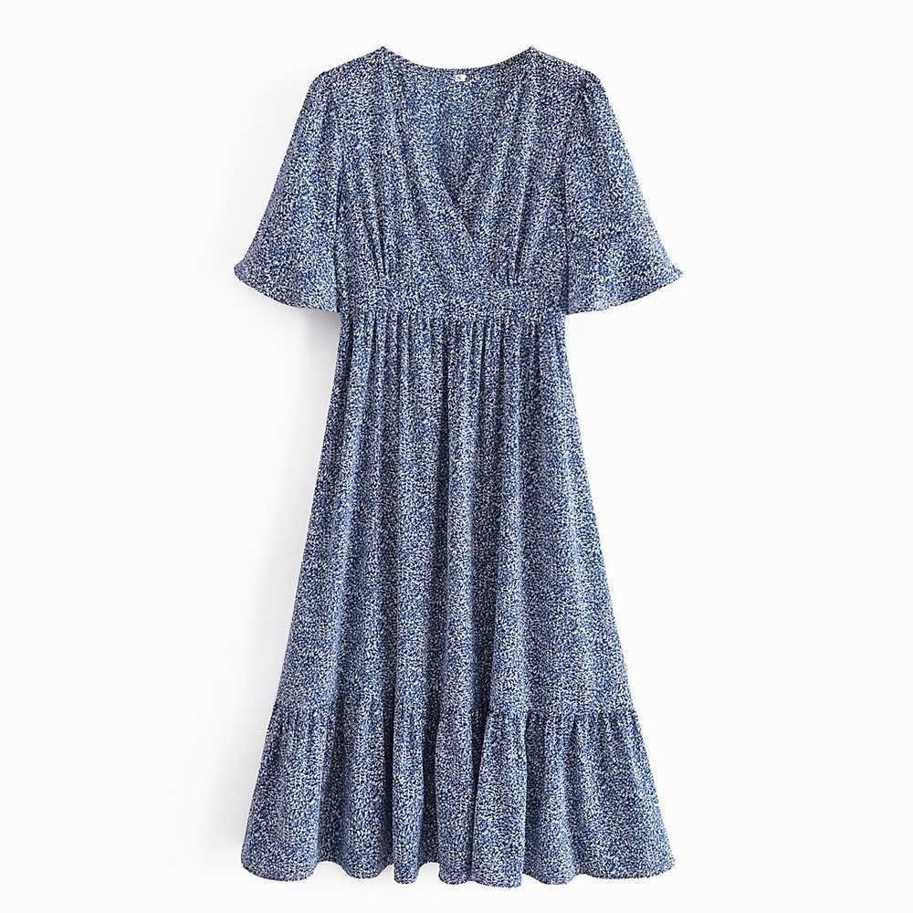 

Women Summer Dress Fashion Kimono V-Neck Short Sleeve Modern Lady Midi Sundress Feminino Vestidos] 210602, As photo