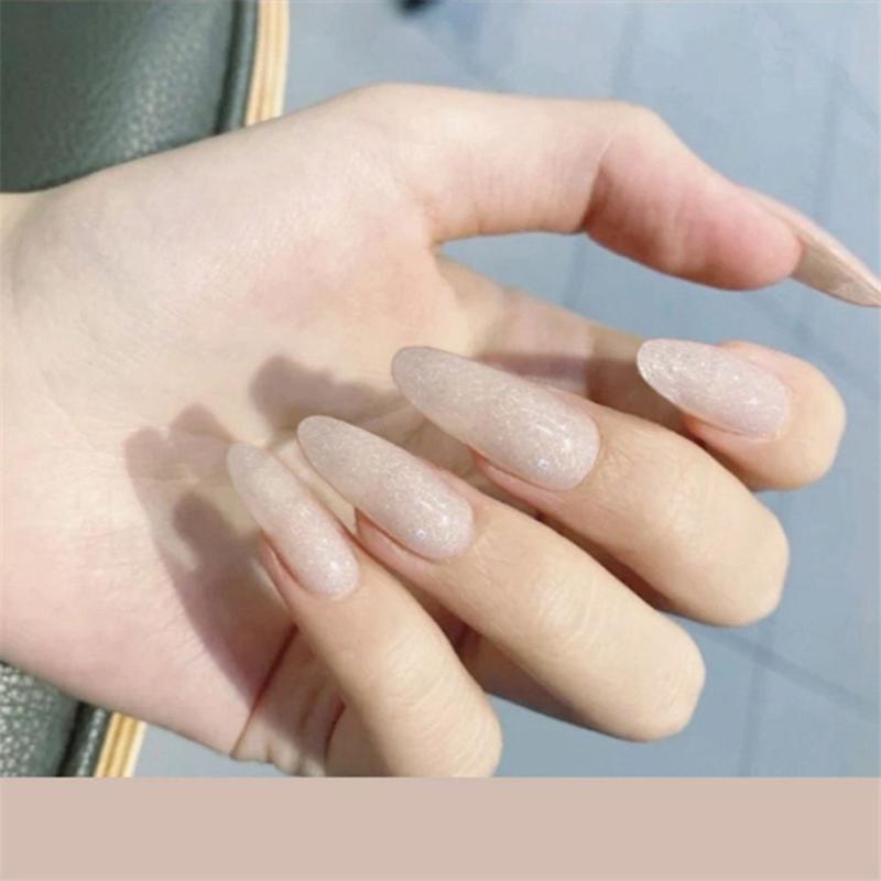 

False Nails 24pcs/Box Press On Detachable Full Cover Artificial Long Almond Nail Tips Wearable Fake, Red;gold