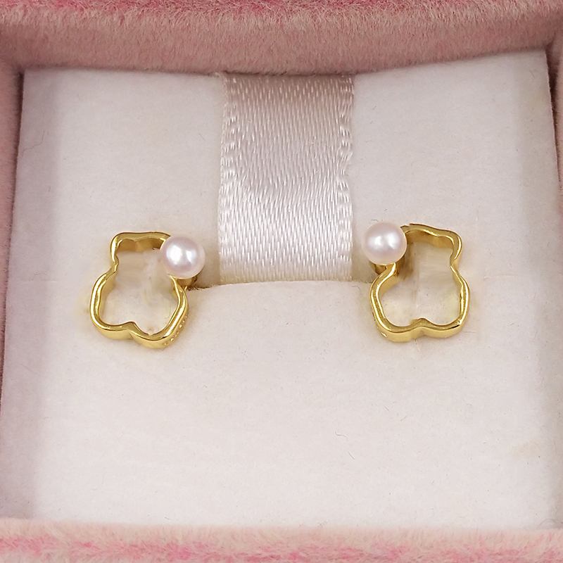 

Bear Jewelry 925 Sterling Silver earrings Gold With Pearl Silueta Earrings Ref: 713563000 Fits European Jewelry Style Gift