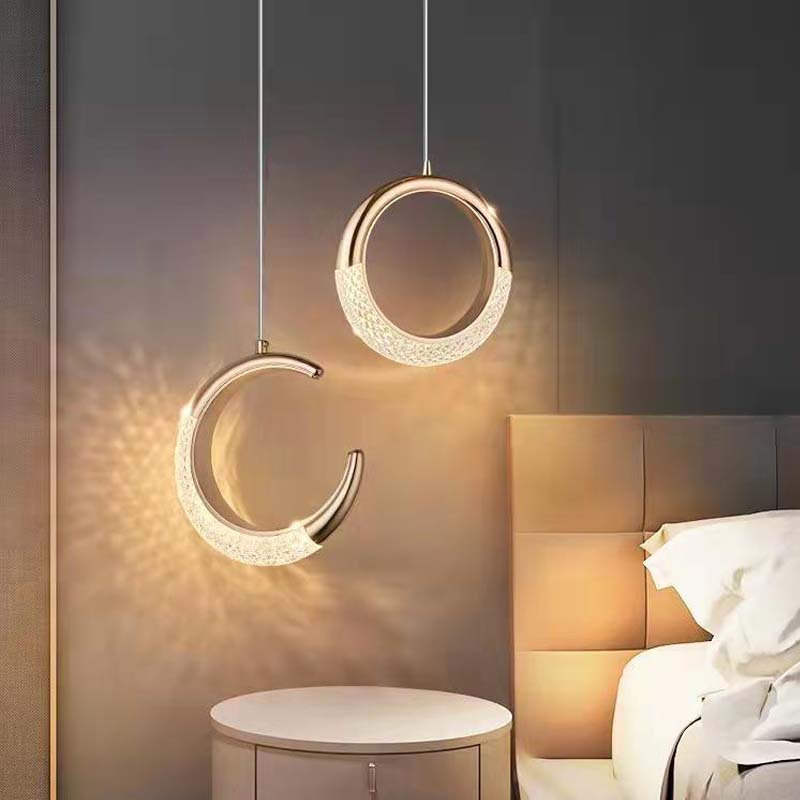 Modern Pendant Lamp Led Nordic Lighting Fixture Hanging Kitchen Restaurant Bar Living Bedroom Bedside Indoor Decor Ring Lights-image-750589671