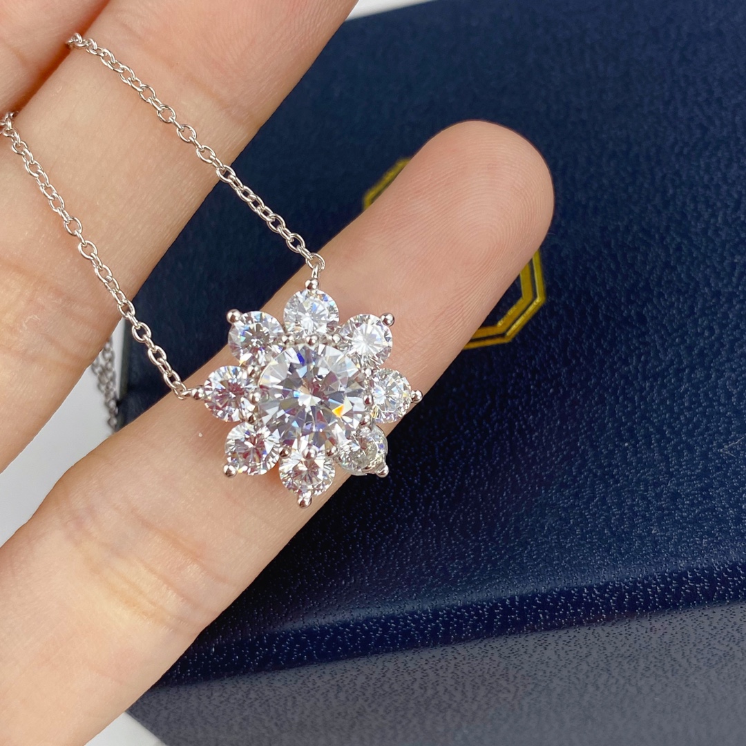 

H luxury jewelry necklace Pendants diamond sweater 925 Sterling Silver flower Plated designer thin chain women necklaces fashion original box Ornaments gift