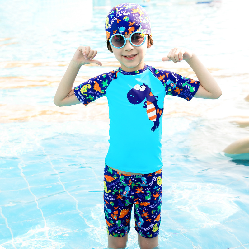 Children's junior middle and senior high school boys' swimsuit split flat angle baby cap swimming trunks student-image-671917877