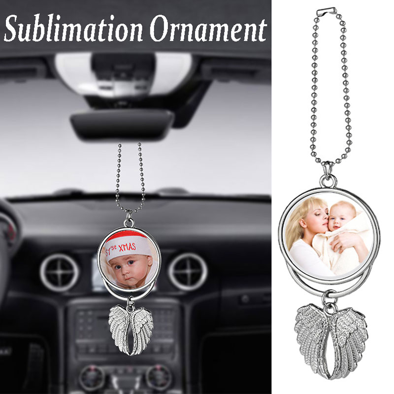 

Sublimation Car Ornament Decorations Pendant Necklace Angel Wings Shape Blank Hot Transfer Printing Consumables Supplies Decor Keychain Keyring for Women Girl