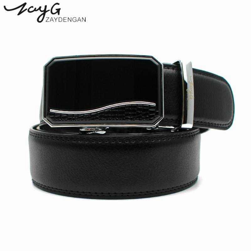

Men Fashion Metal Automatic Buckle Leather Luxury Designer Belts For Business Alloy Black High Quality Belt, As pic