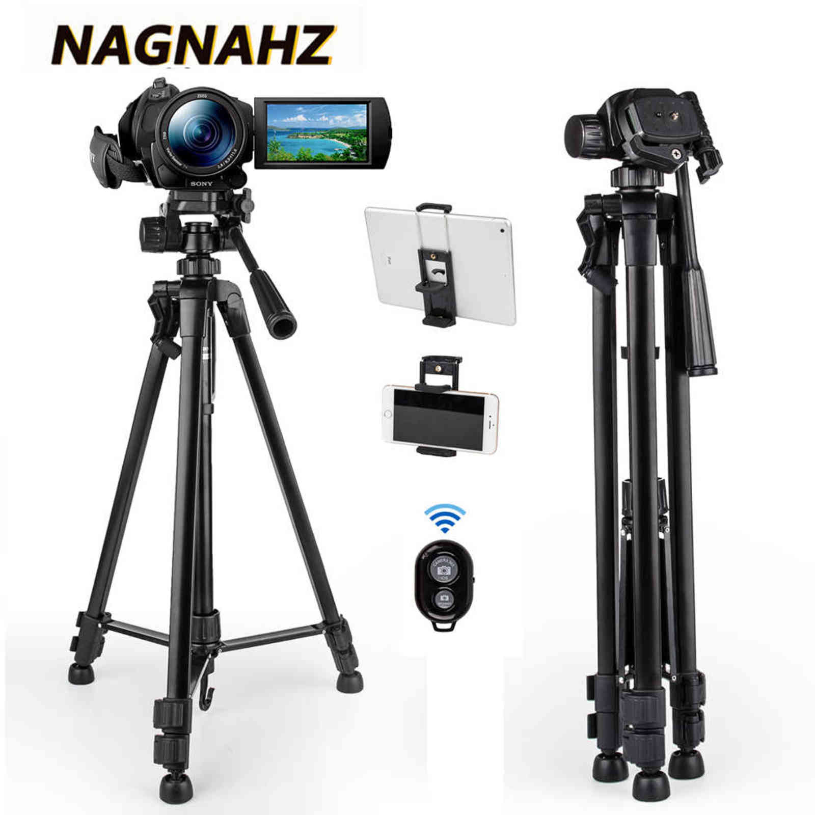 

55inch Travel Tripod Camera Mobile Phones Stand Aluminum Portbale Tripode for iPhone Canon Sony Video Cameras with Phone holders H1104