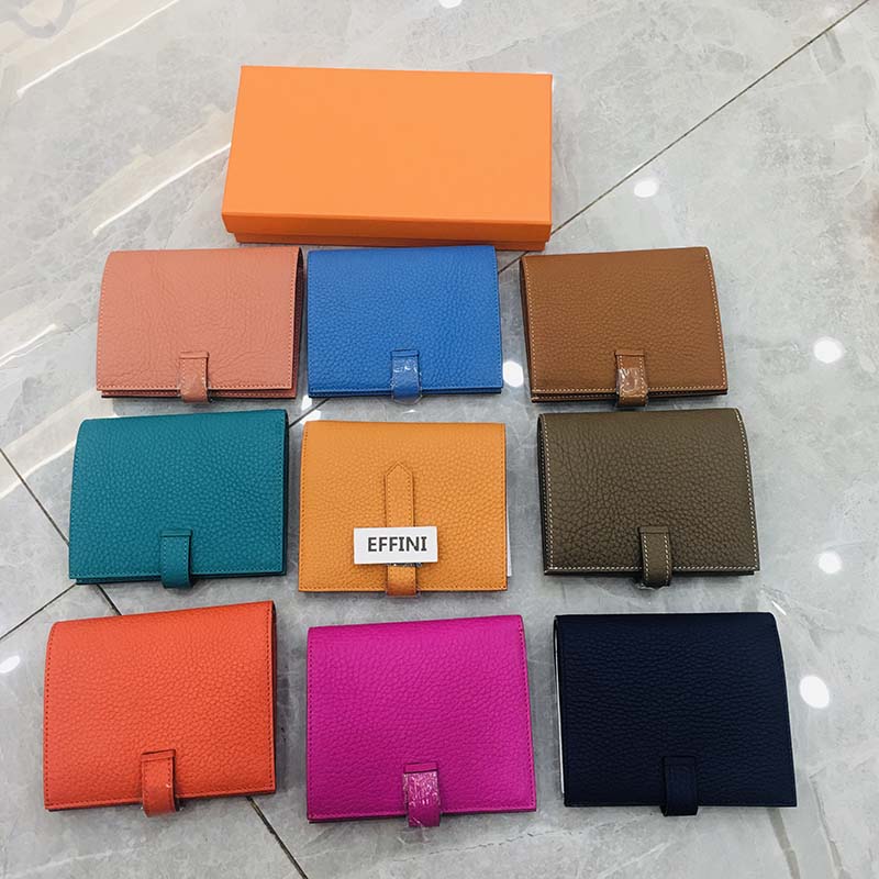 

luxury designer wallet EFFINI fashion short mens women wallets real cowhide genuine leather credit card holder coin purse with zipper pouch cardholder, Blue