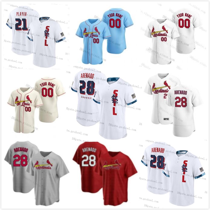 

28 Nolan Arenado Jersey St. Louis 2021 All Star 46 Paul Goldschmidt 4 Yadier Molina 1 Ozzie Smith 25 Dexter Fowler Custom Stitched Cardinal#, As shown in illustration