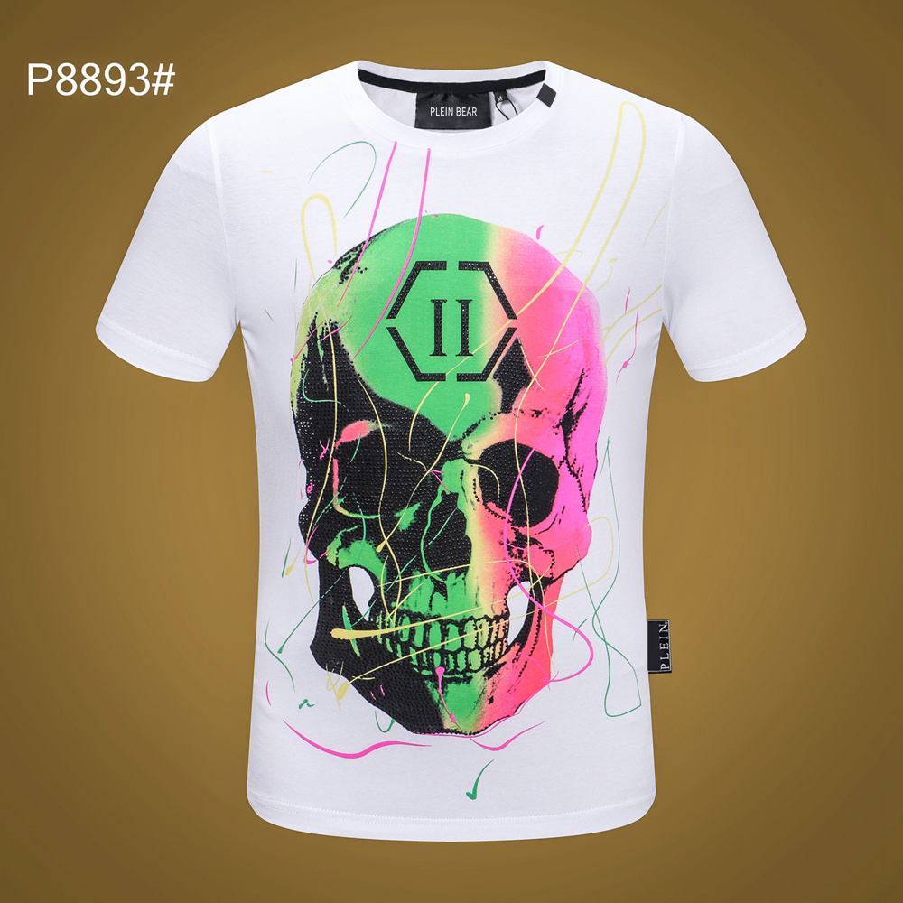 

PLEIN BEAR T SHIRT Mens Designer Tshirts Brand Clothing Rhinestone Skull Men T-shirts Classical High Quality Hip Hop Streetwear Tshirt Casual Top Tees PB 11390, White