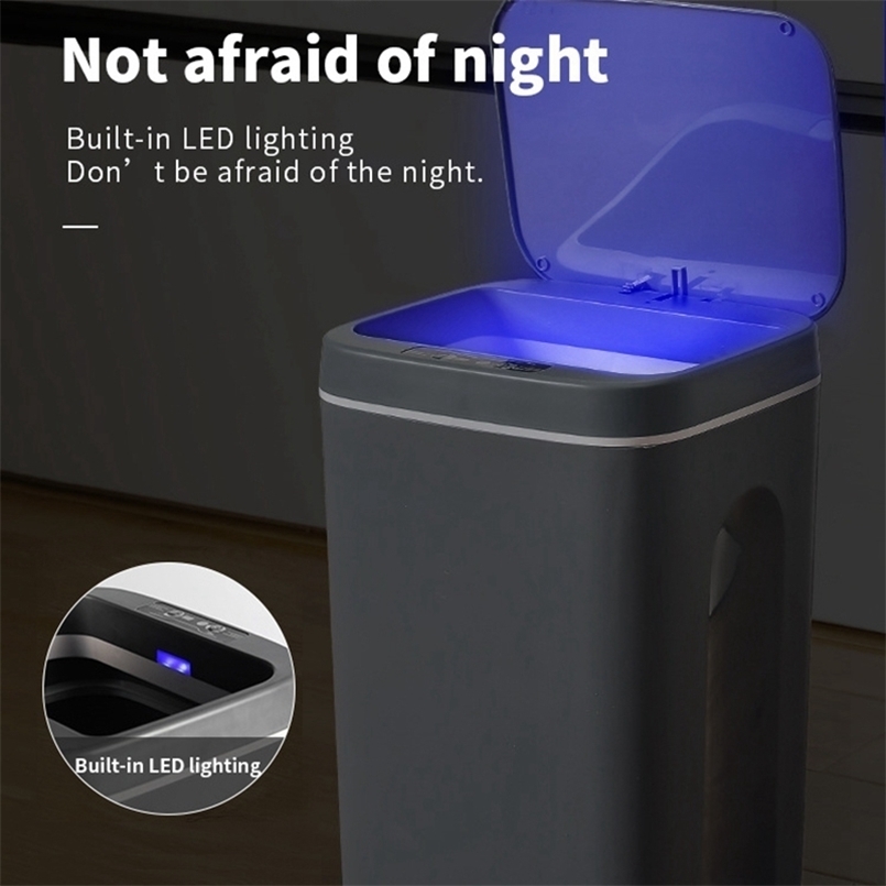 

Intelligent Trash Can Automatic Sensor Dustbin Electric Waste Bin Home Rubbish For Bedroom Kitchen Bathroom Garbage 210904