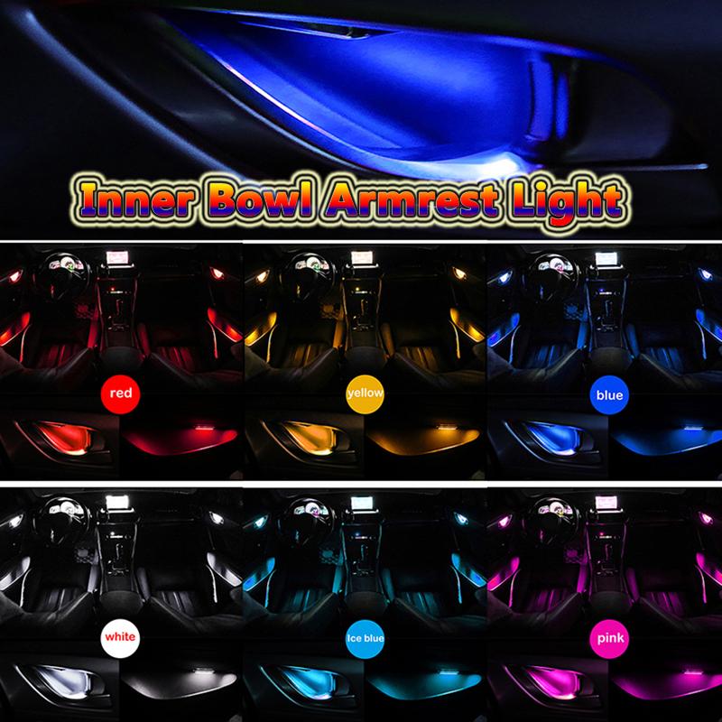 

Interior&External Lights Car Inner Bowl Armrest Light LED Ambient Door Handle Lamp Interior Atmosphere Decorative Universal Accessories 4Pcs
