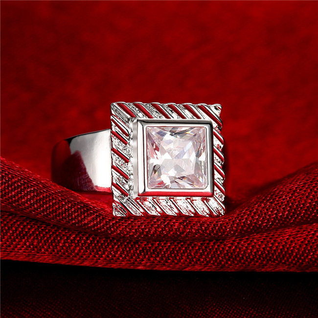 

women's sterling silver plated big square Zircon ring GSSR728 fashion 925 silver plate rings