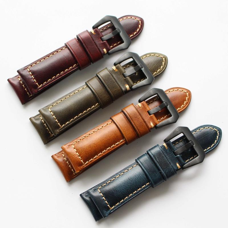 

Watch Bands 20 22 24 26mm Handmade High Quality Oily Genuine Leather Watchband Universal Bracelet Band Straps For PAM 111 Brand