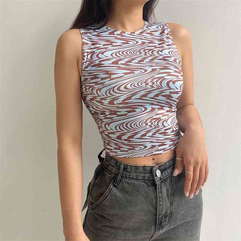 

Paisley Wave Printed Y2K Crop Tops Women Cute Tie Dye Summer Beachwear Sleeveless Casual Tee Party Tank Top Vest Streetwear 210518, Purple tank top