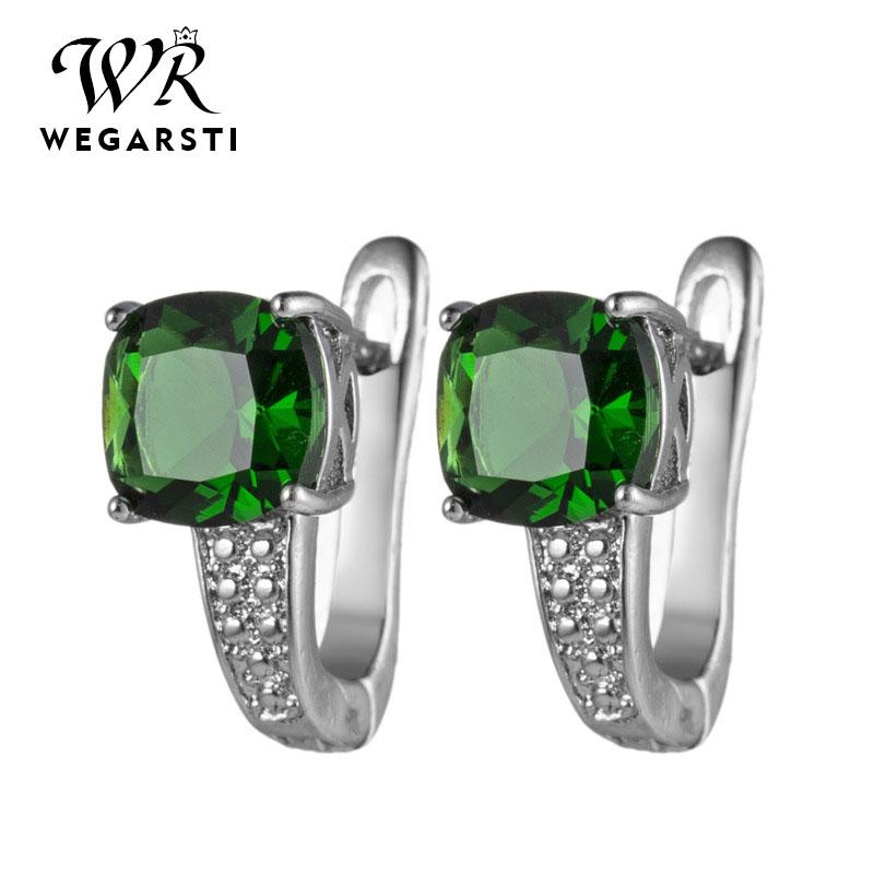 

Dangle & Chandelier WEGARSTI Fashion Geometric Cubic Zirconia Paved Stud Earrings For Women Costume White Gold Color Wedding Earring Drop, Silver
