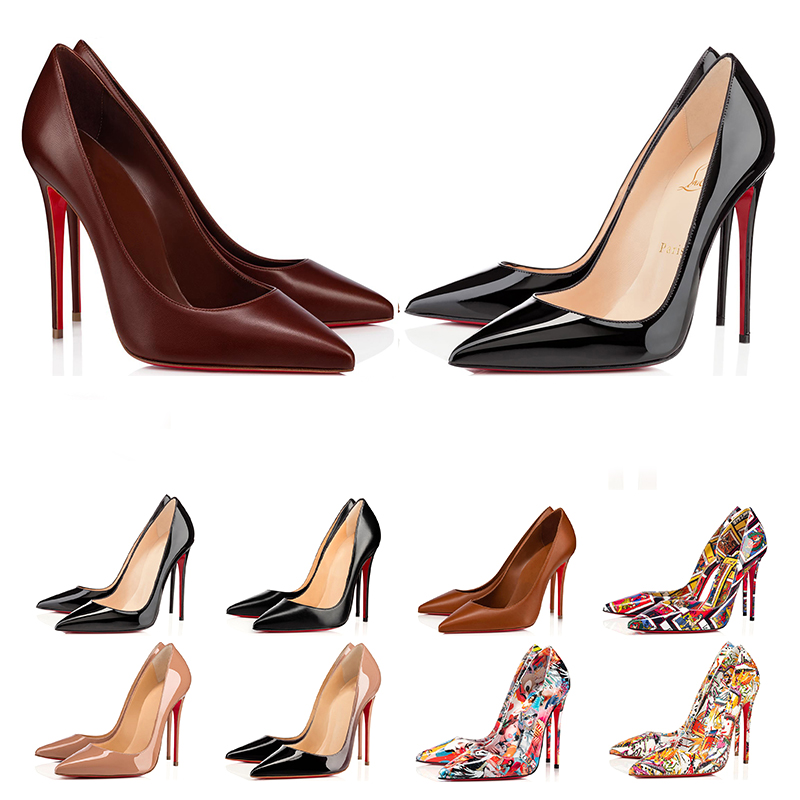 

top Dress shoes red bottom high heel designer womens Stiletto 8 10 12CM white Genuine Leather Point Toe Pump loafers Rubber fashion outdoor
