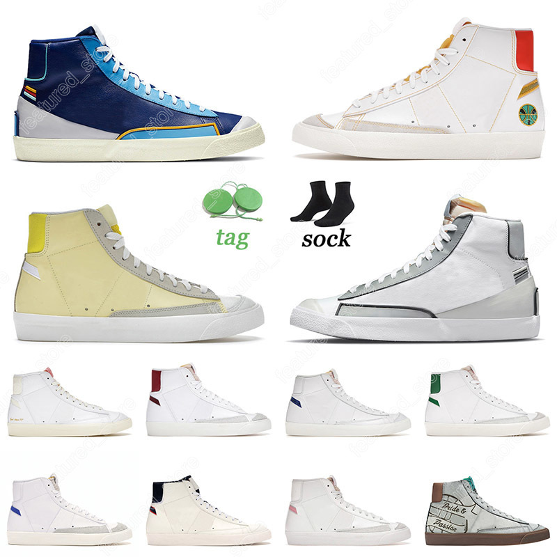 

36-45 2021 Arrival Blazer Mid 77 Vintage Platform Casual Shoes Overlays Raygun Celestine Blue Popcorn Bicycle Yellow Mens Women Trainers Sneakers, C23 white pink 36-40