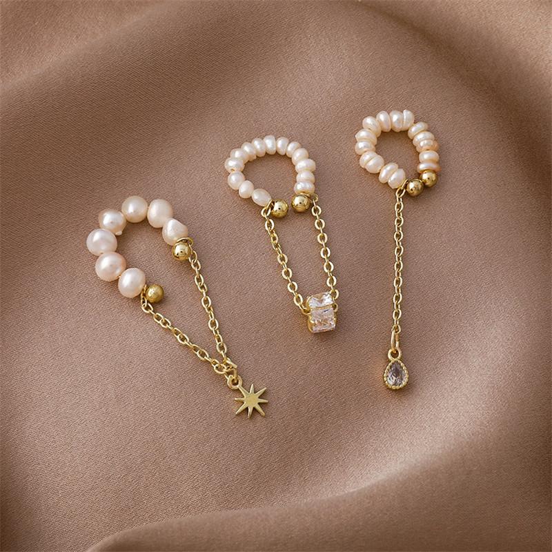 

Dangle & Chandelier 2022 Korean Freshwater Pearl Rhinestone Star Geometric Trendy Earring For Women Fashion Jewelry Gift Pendientes Mujer, Silver