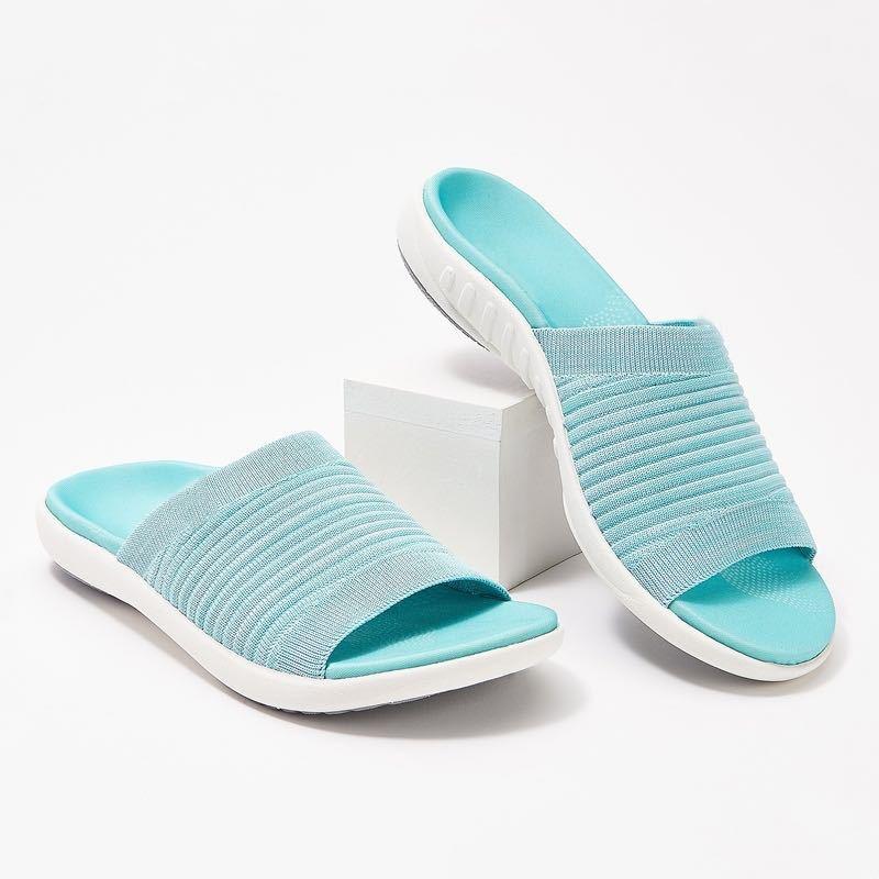 

Slippers Women 2022 Summer Slides Woman Knitted Lightweight Home Outdoor Beach Solid Color Ladies Flat Shoes, Black
