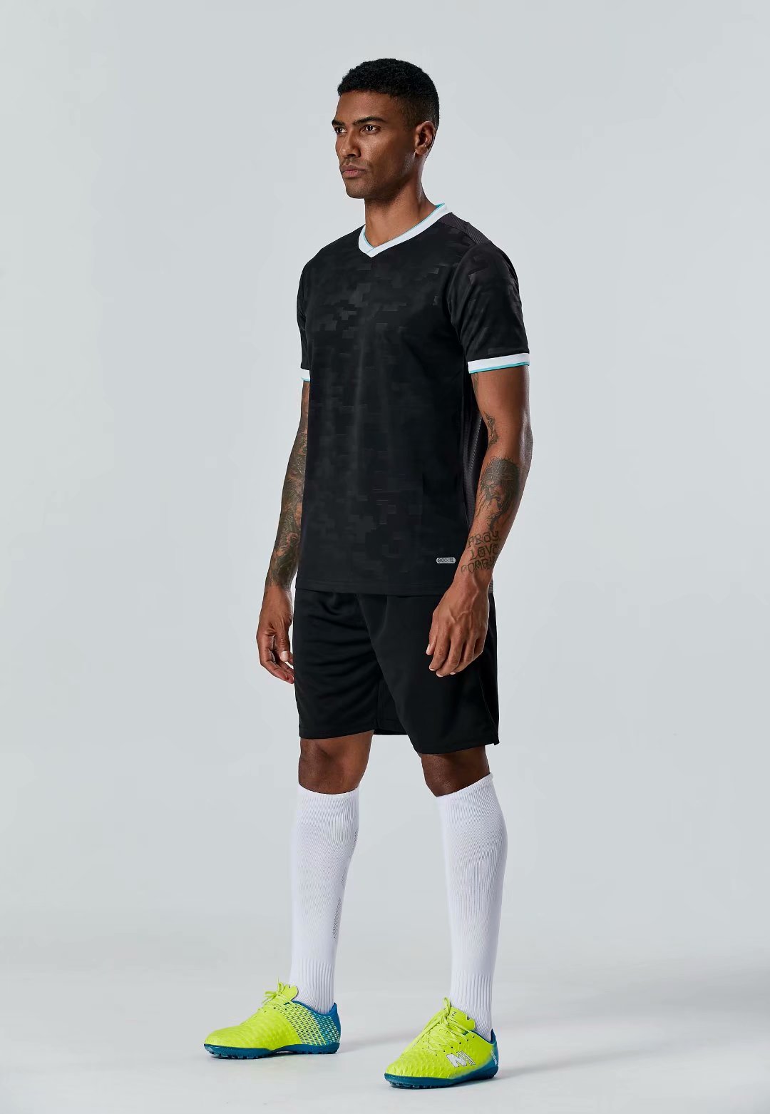 

#051 Football uniform men+kids soccer Jersey printing team custom track and field sports short-sleeved shirt, Black;yellow