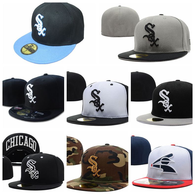 

2021 Top quality woman and men Chicago fitted hats White Teams Sox Logo black outdoors sports cap Hip Hop Hat Mixed Order, Blue;gray