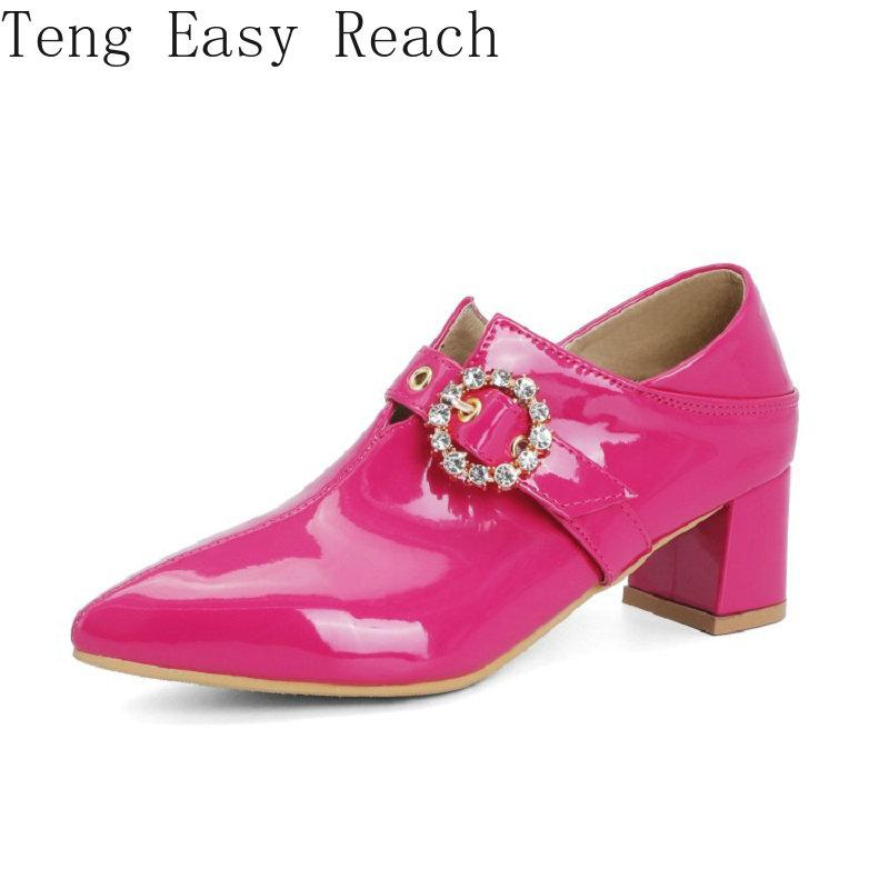 

Leather Pointed Toe 5cm High Heels Yellow Fuschia Crystal Womens Shoes Pumps Extra Big Size43 45 For Wedding Women Dress, Black
