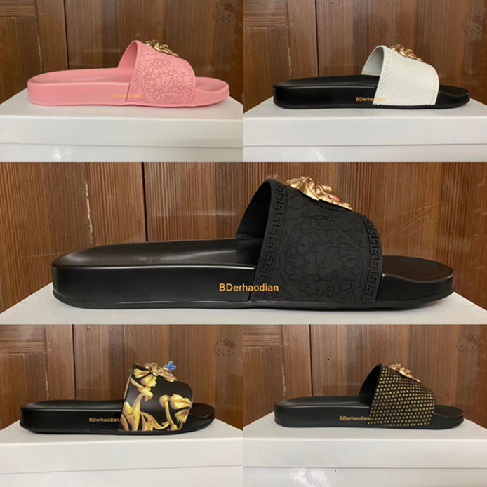 

Slide Sandal Designer Shoes Luxury Slides Summer Fashion Wide Flat Slipper men and women Sandals Slippers Flip Flops with box_hip, Black