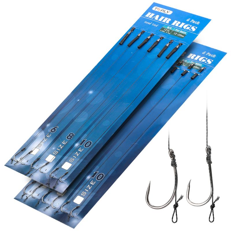 

Carp Fishing Hooks 6pcs/set With Braided Line Ready Tied Anti-winding Tackle Size 6# 8# 10# Single Circle Fishhook