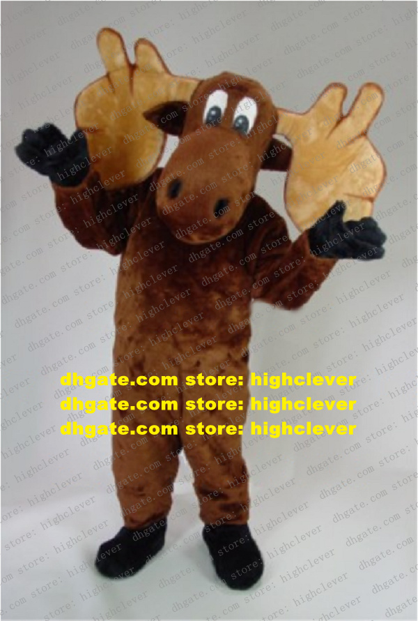 

Brown Moose Deer Mascot Costume Adult Cartoon Character Outfit Family Spiritual Activities Promotional Items zz7687, Red;yellow