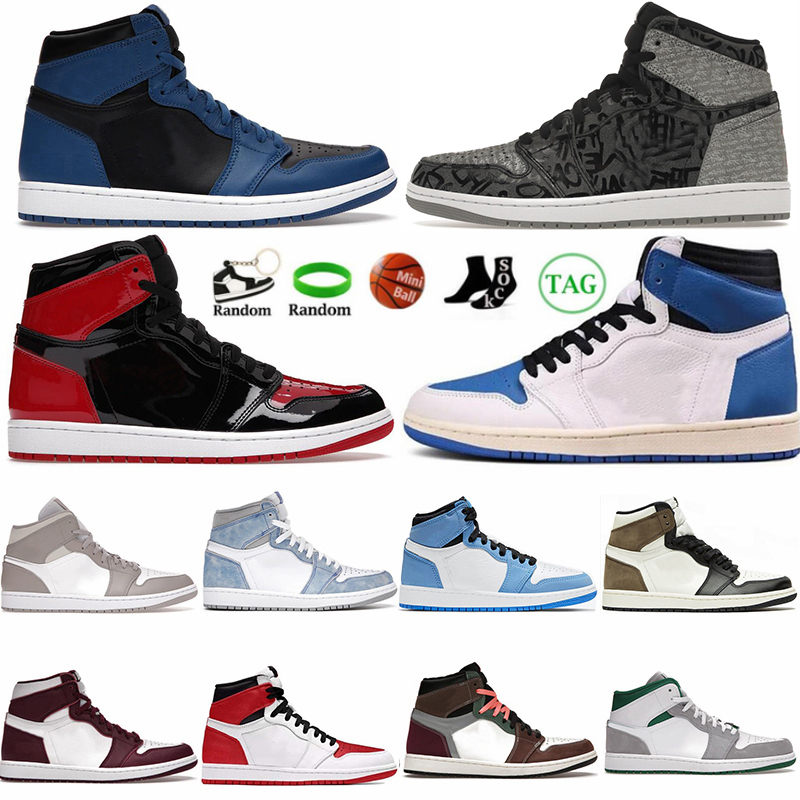 

Rebellionaire 1 Basketball Shoes For Men Women 1s Patent Bred Hyper Royal Heritage Bordeaux University Blue Dark Mocha Designers Sneakers Trainers With Box, 9-with box