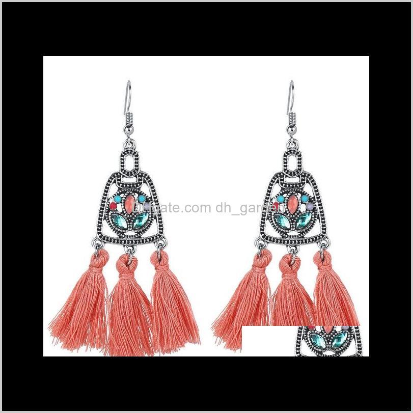 

Unique Design Big Geometric Dangle Earring For Women Long Tassel Creative Vintage Ethnic Earring Dark Pink Jewelry Wholesale 72V7W H1Tys, Silver
