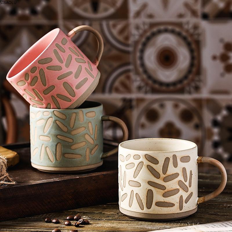 

Mugs Creative Water Cup Couple Ceramic Retro Style Japanese Stoare Mug Office Coffee Home Breakfast