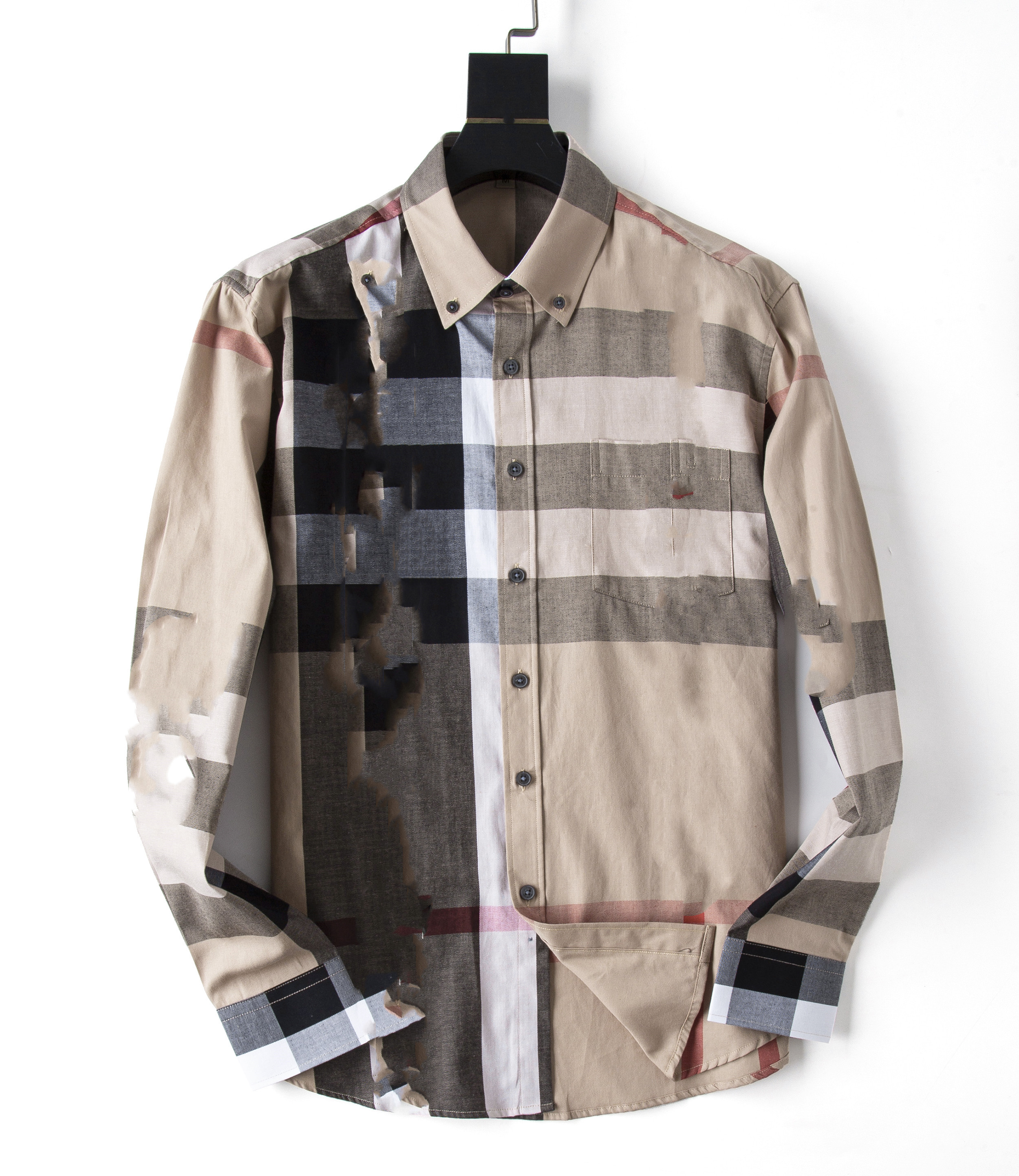 

2021 Luxurys Designers Men's Business Casuals shirt men long sleeve striped slim fit masculina wine social male T-shirts fashion checked M-3XL#44, Beige