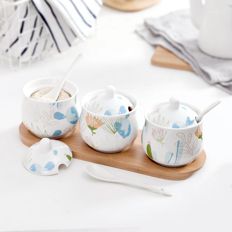 

Storage Bottles & Jars Kitchen Seasoning Tools Ceramic Spice Jar Box 3Pcs/Set Bottle Salt Pepper Cumin