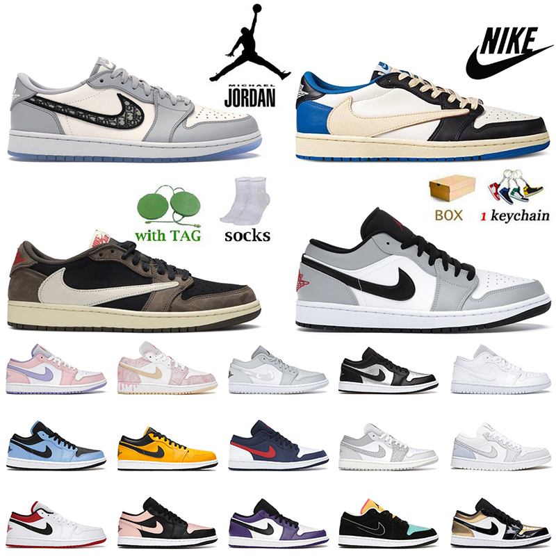 

Nike Air Jordan 1 Low Basketball Shoes Jorden Retro 1s Fragment Travis Scott Mocha Light Smoke Grey SE Black Metallic Silver With Box Jumpman Dior Trainers Sneakers, #34 low og shattered backboard 36-45