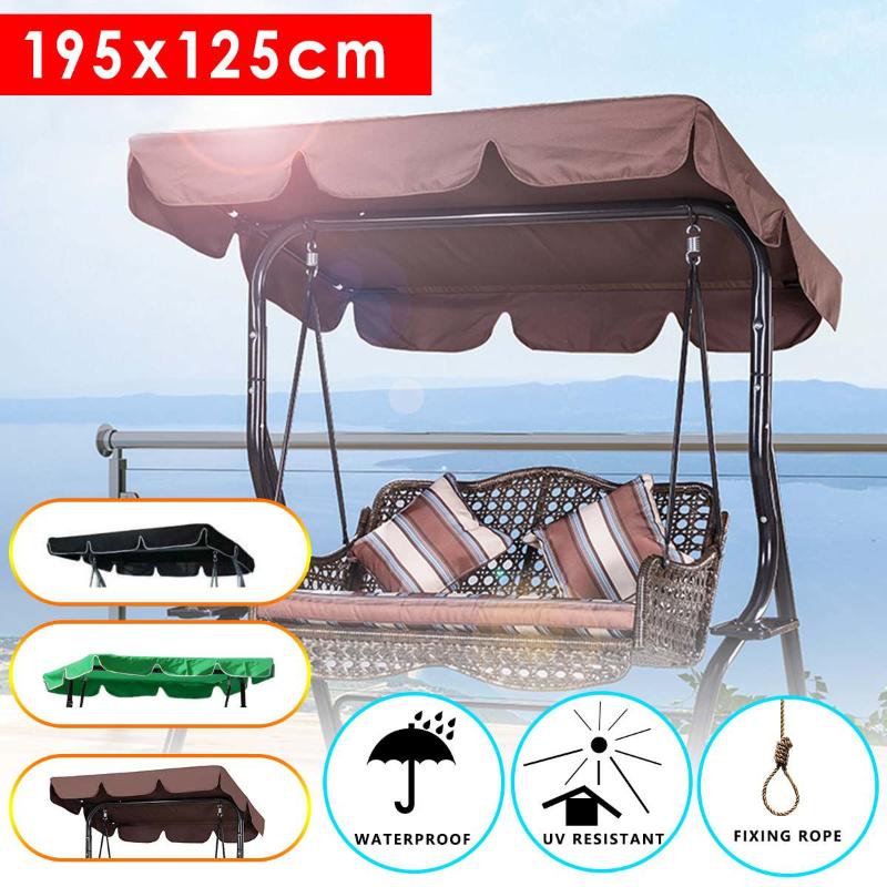 

Outdoor Garden Swing Chair Hammock Canopy 195x125cm UV Resistant Waterproof Awning Top Cover Tent Sun Shade