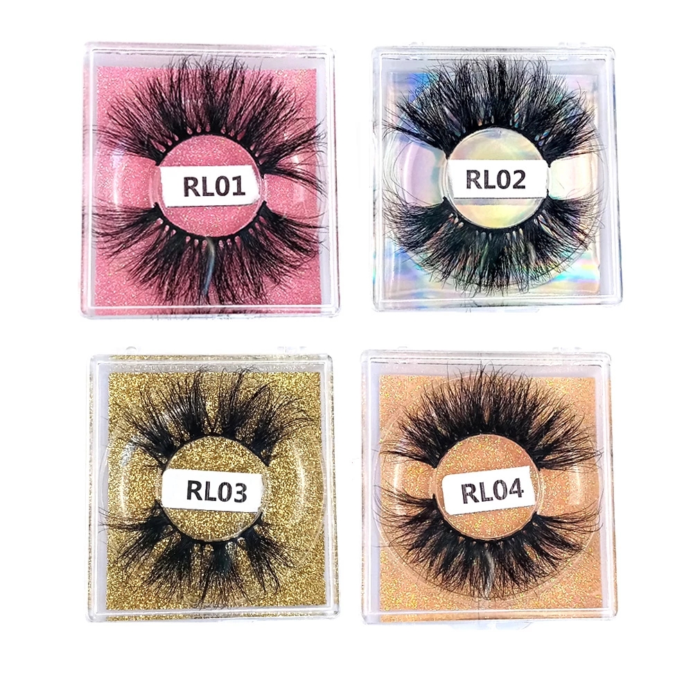 

25mm Dramatic Messy Long False Eyelash 3D Fluffy Mink Eyelashes Glitter Color Card Gift Box Makeup Wholesale Lashes