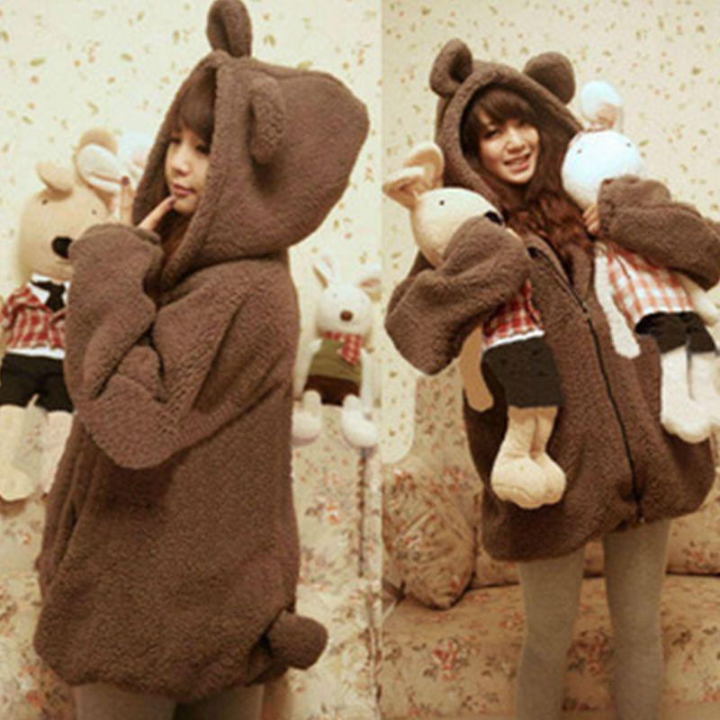 

Women's Hoodies & Sweatshirts Lugentolo Women Hoodie Bear Ears Tail Cute Cartoon Spring Casual Fashion Plush Smart Womens Clothing, Black