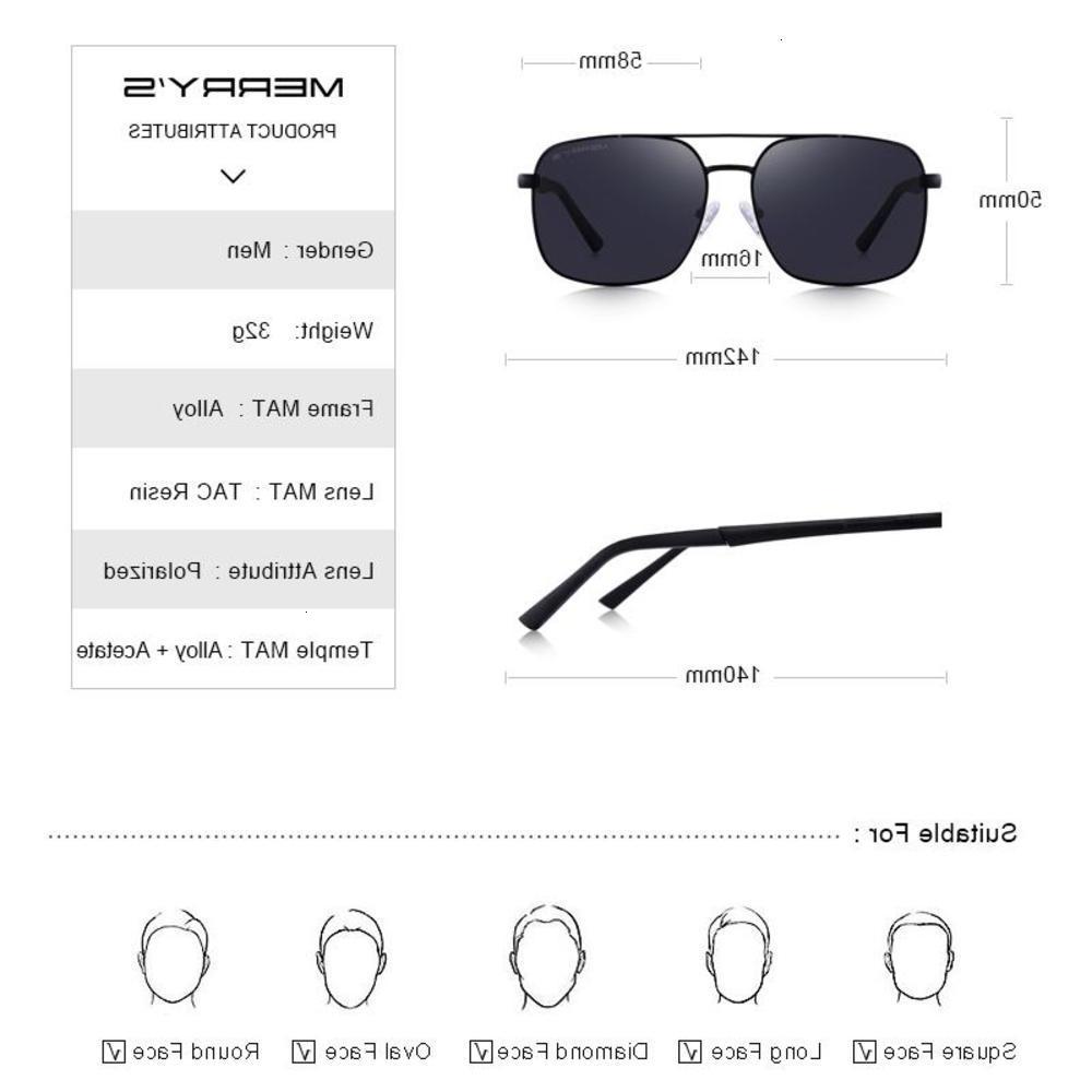 

sunglasses MERRYS DESIGN Classic Rectangle HD Polarized Sunglasses For Men Driving Male Eyewear UV400 Protection S8260, Black