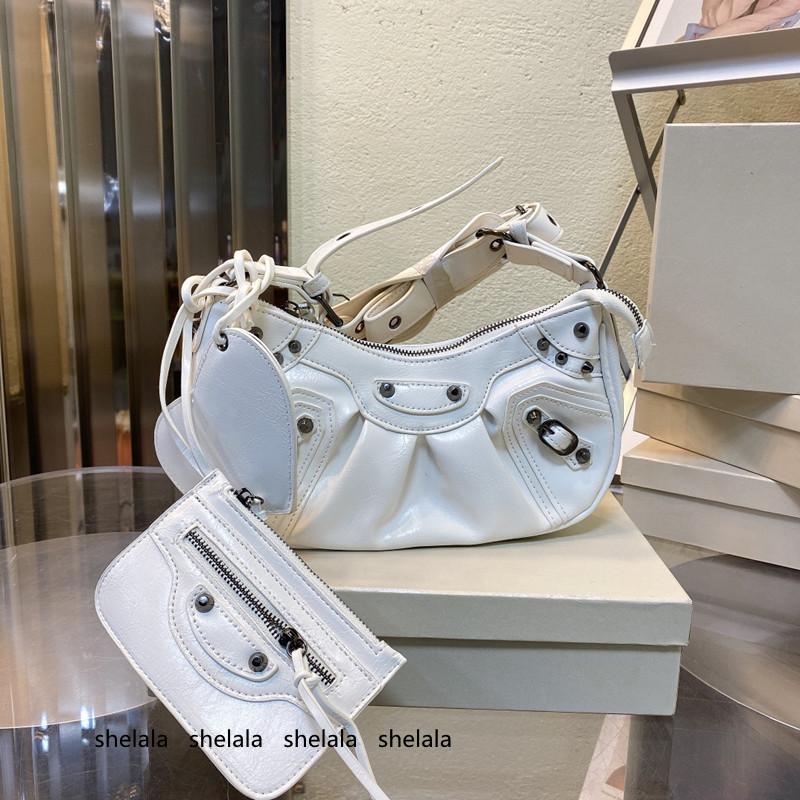 

Women Rivets Motorcycle Shoulder Bags Designer Rivet Hobos Crossbody Bag Fashion Lady Purses Vintage Small Totes with Heart Tag Card Hoder Wallet high quality, Contact seller
