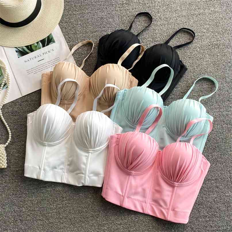 

Arrival Women's Bustier Bra Fashion Summer Solid Adjustable Strap Push up Bralet Sexy Out Wear Night Club Vest Tops 210603, Khaki