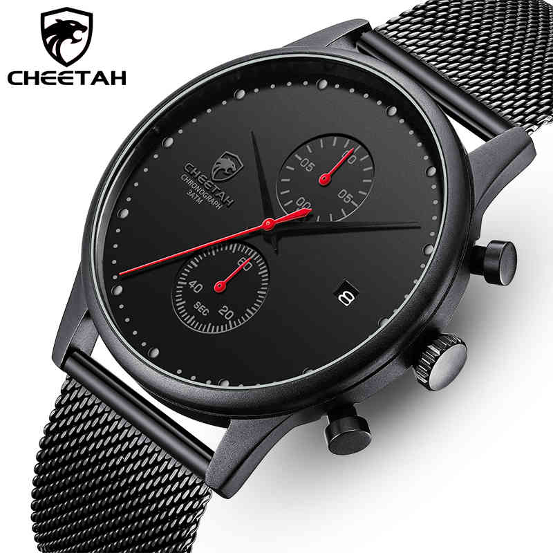 

CHEETAH Mens Watches Top Luxury Brand Fashion Quartz Men Watch Waterproof Chronograph Business Wristwatch Relogio Masculino 210517, Black blue